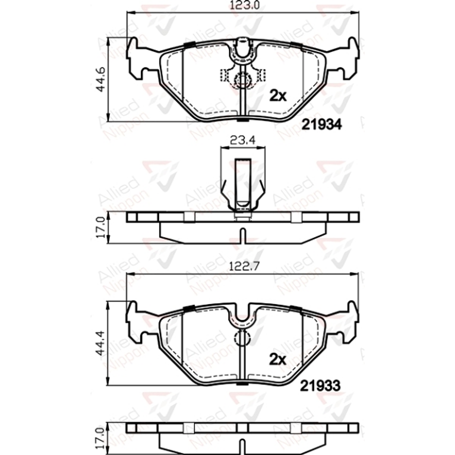 Pastillas Freno BMW 325td 1990-2000 Trasero 2