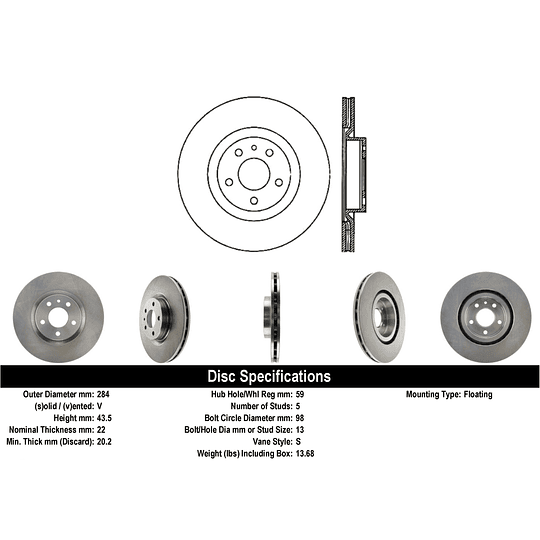 Disco Freno MOTAQUIP LVBD564Z