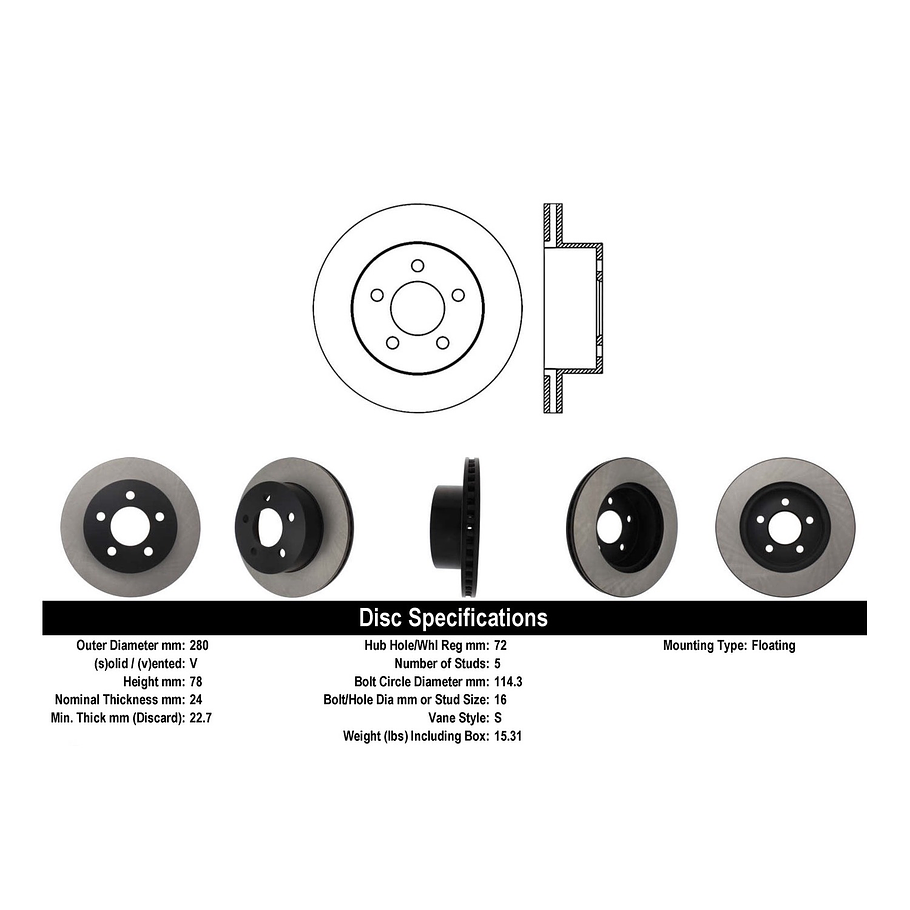 Disco Freno Jeep Cherokee 1984-2001 Delantero 4