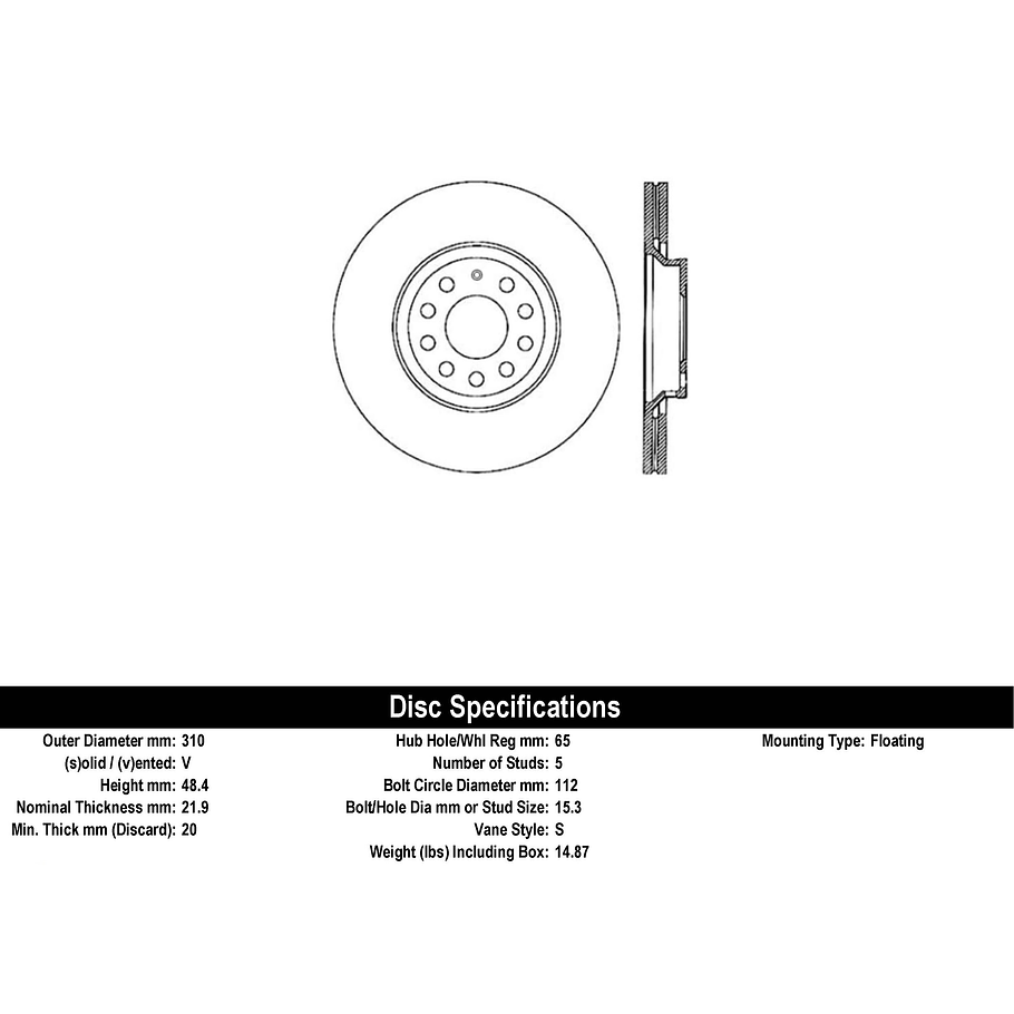 Disco Freno Audi A3 2013-2020 Trasero 4