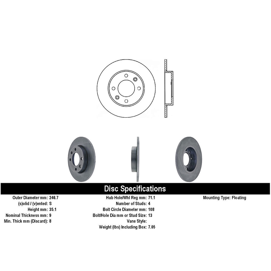 Disco Freno Peugeot 307 Break SW 2001-2011 Trasero 2