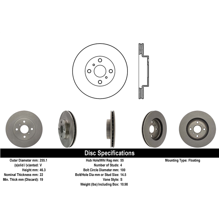 Disco Freno Toyota Yaris 2006-2011 Delantero 2