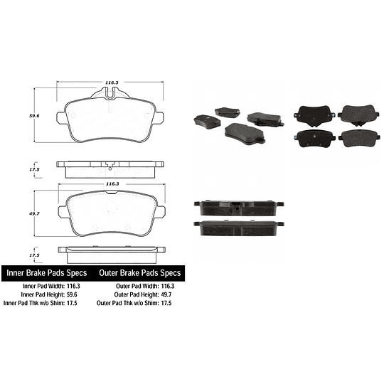 Pastillas Freno Mercedes Benz GLE400 2012-2019 Trasero