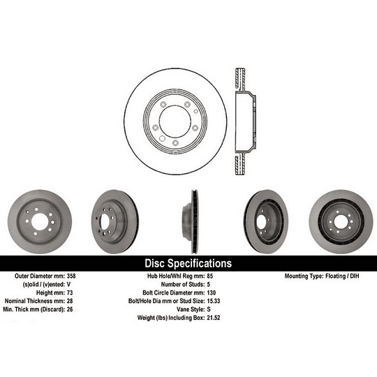 Disco Freno Porsche Cayenne 2011-2018 Trasero