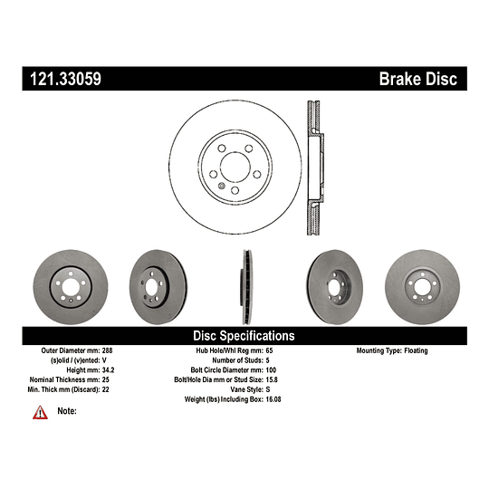 Disco Freno C-TEK 121.33059