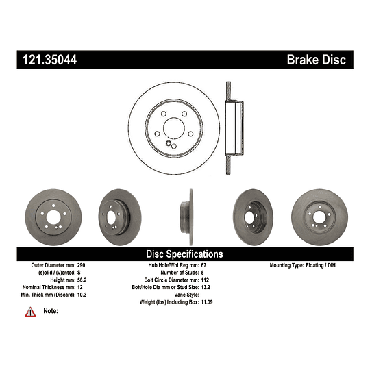 Disco Freno C-TEK 121.35044