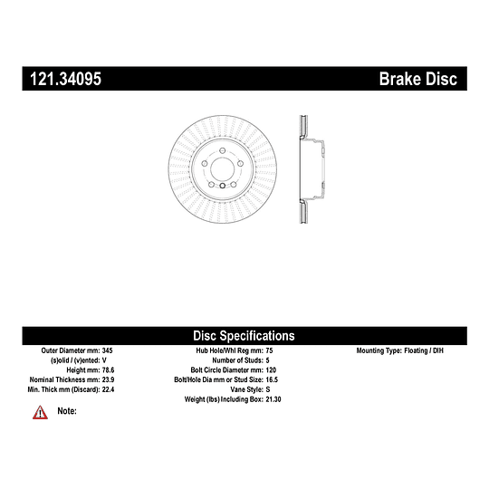 Disco Freno C-TEK 121.34095