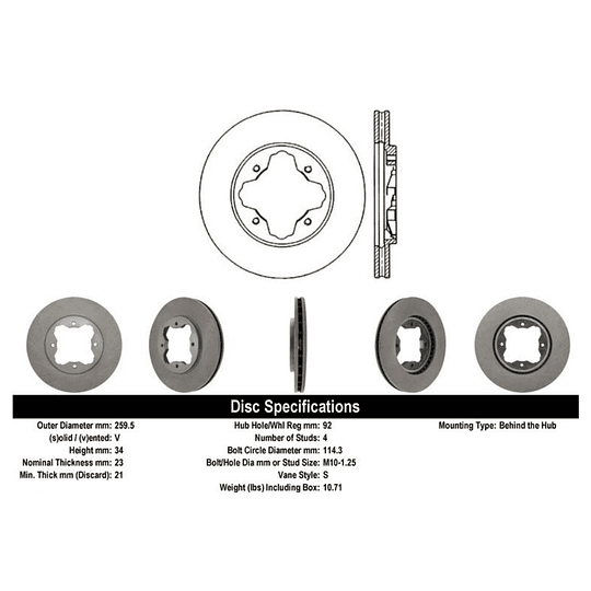 Disco Freno MOTAQUIP LVBD541Z