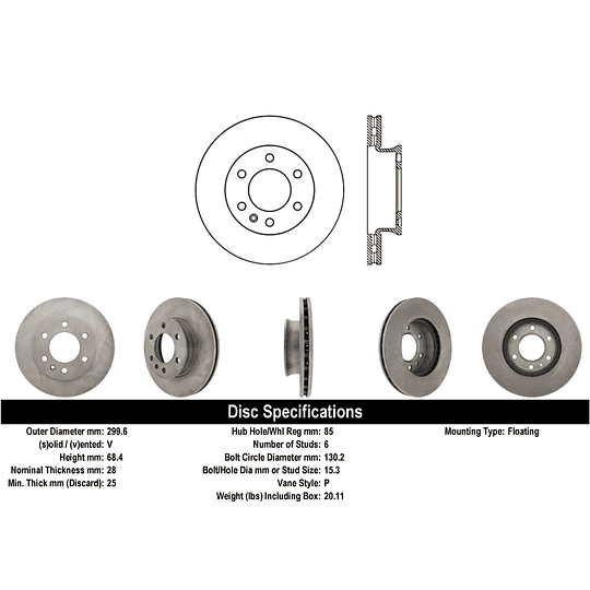 Disco Freno MOTAQUIP LVBD1217Z