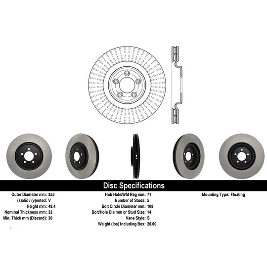 Disco Freno Jaguar XF 2007-2015 Delantero