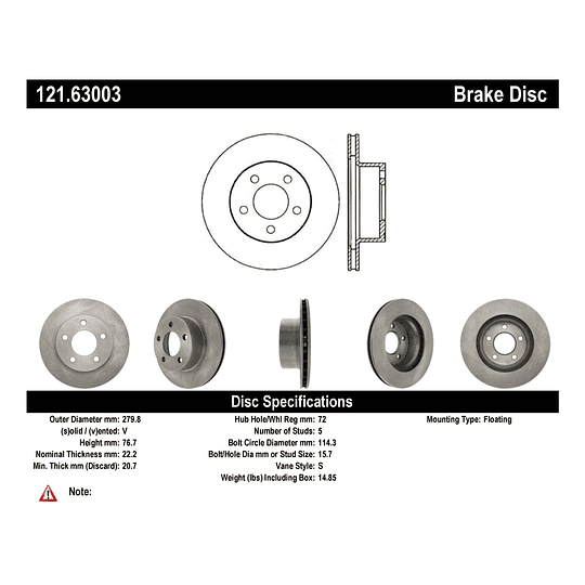 Disco Freno C-TEK 121.63003
