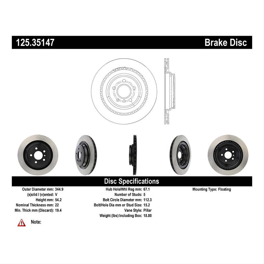 Disco Freno Mercedes Benz GLS450 2013-2019 Trasero 3