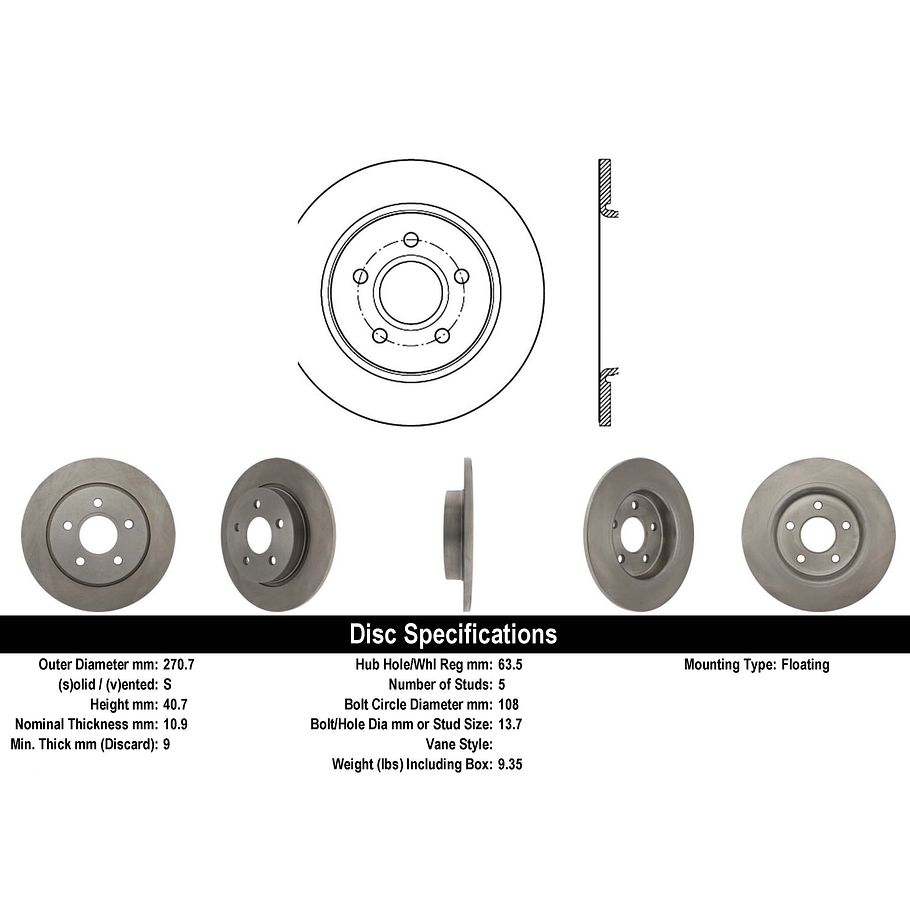 Disco Freno Ford Focus 2011-2018 Trasero 3