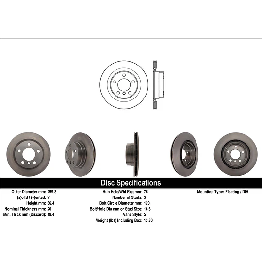 Disco Freno BMW 328i 2011-2019 Trasero
