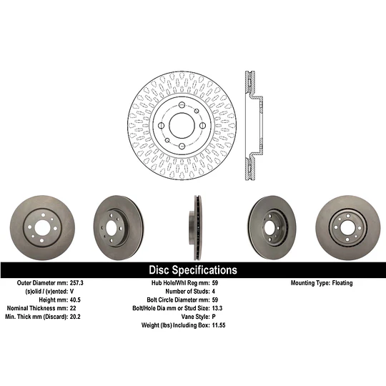 Disco Freno Fiat 500 2007-2019 Delantero