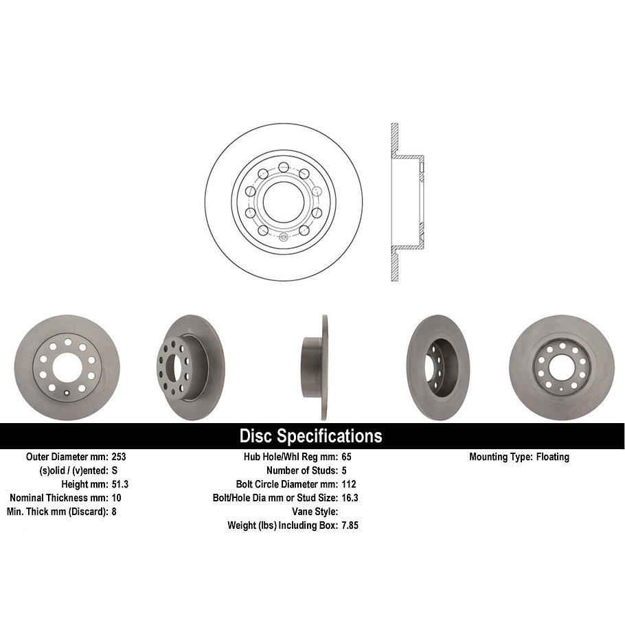 Disco Freno Volkswagen Golf Plus 2004-2013 Trasero 3
