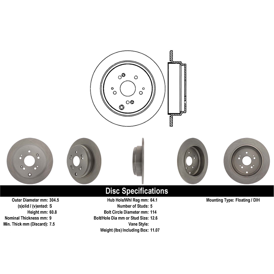 Disco Freno Acura RDX 2007-2012 Trasero 4