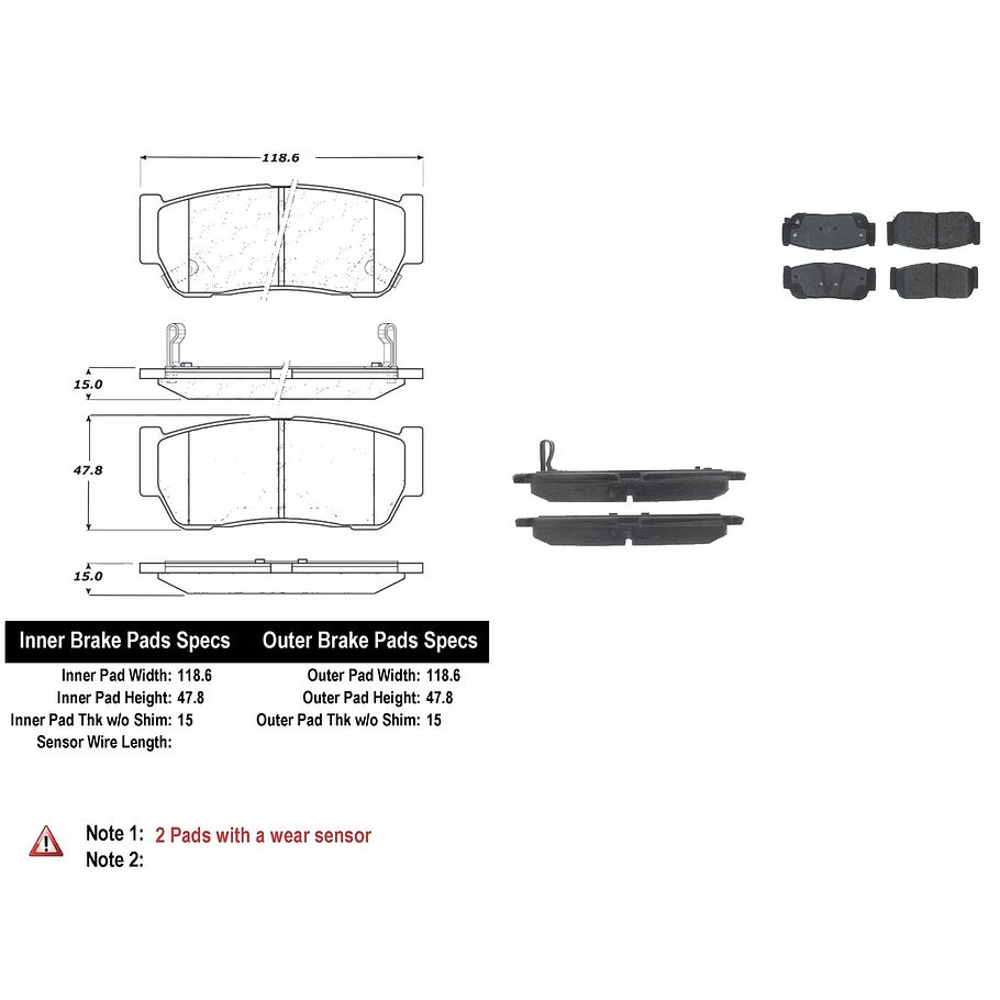 Pastillas Freno SsangYong Stavic 2012-2019 Trasero 2