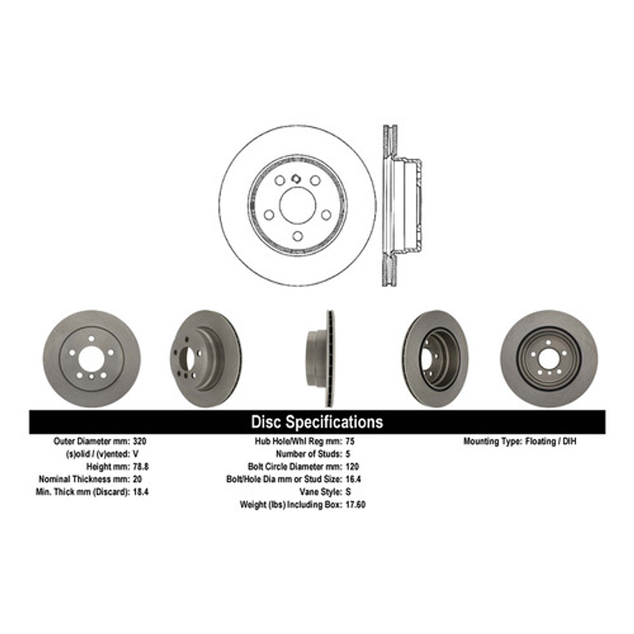 Disco Freno Bmw X5 40e 2014-2018 Trasero 3