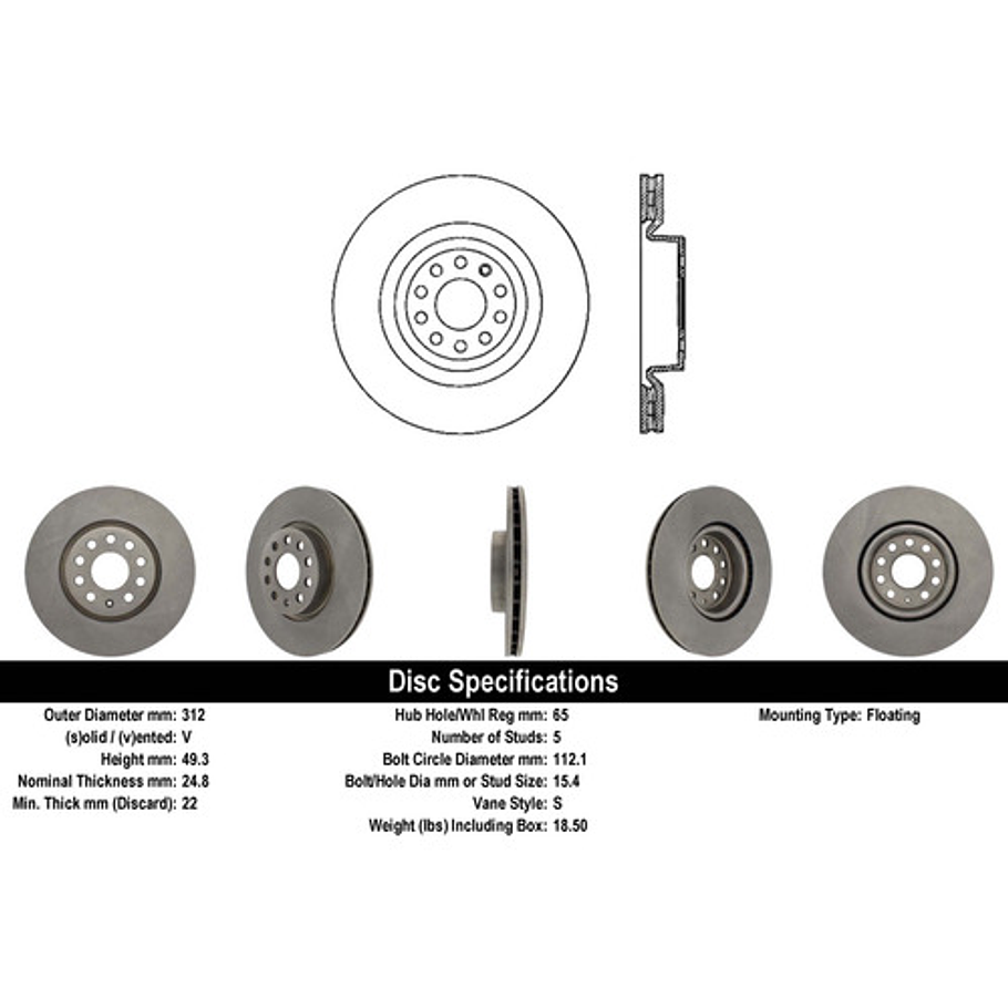 Disco Freno Volkswagen Eos 2006-2016 Delantero 3