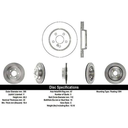 Disco Freno Mercedes Benz E550 2003-2009 Trasero