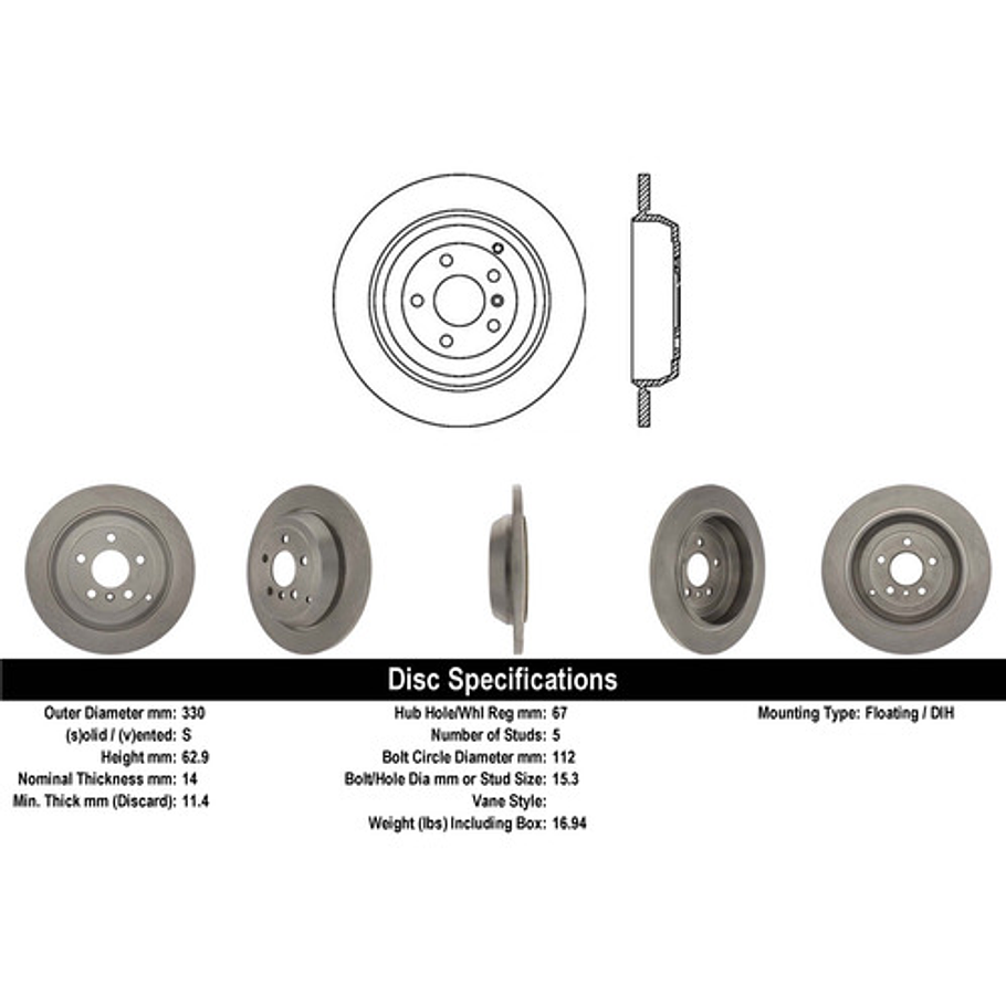 Disco Freno Mercedes Benz R500 2006-2013 Trasero 3