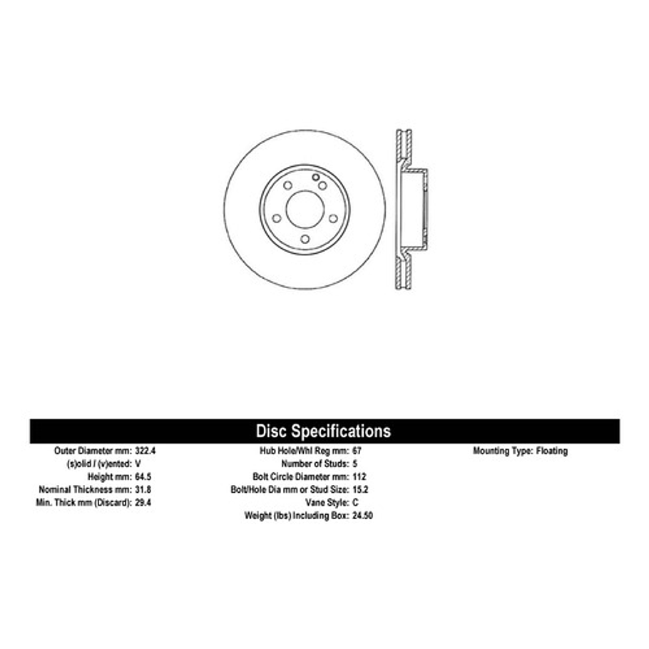 Disco Freno Mercedes Benz C350 2008-2014 Delantero 4