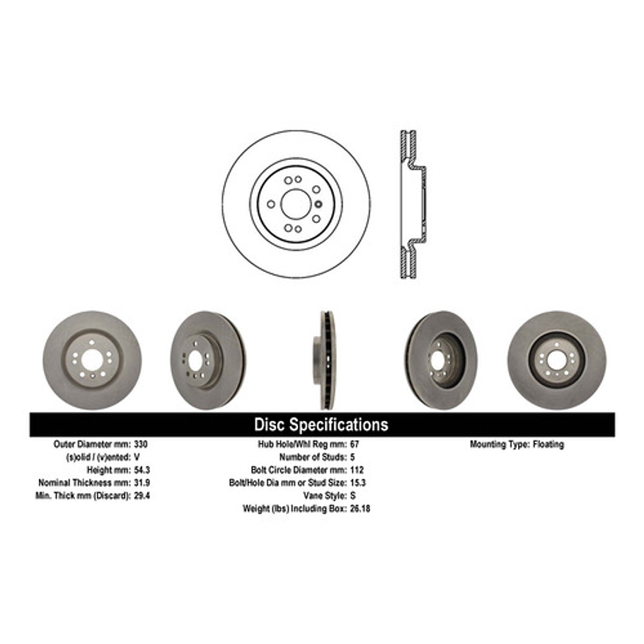 Disco Freno Mercedes Benz R320 Cdi 2006-2013 Delantero 4