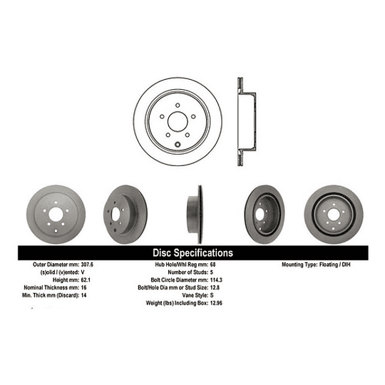 Disco Freno Infiniti Qx70 2009-2017 Trasero