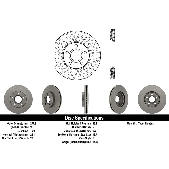 Disco Freno Volvo S40 2004-2012 Delantera