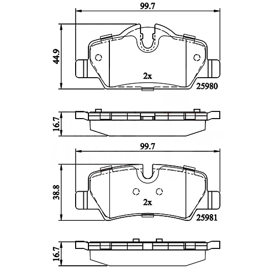 Pastillas Freno Mini Cooper 2014-2023 Trasera