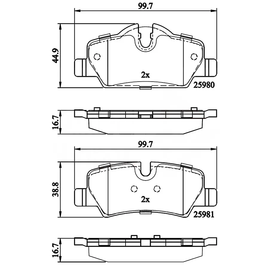 Pastillas Freno Mini Cooper 2014-2023 Trasera 2
