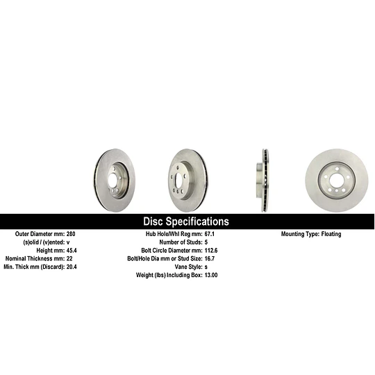 Disco Freno Mini Cooper 2014-2023 Delantero