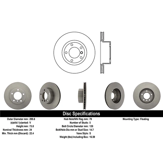 Disco Freno BMW 316 2004-2013 Delantero