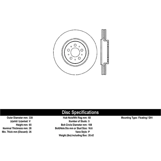 Disco Freno C-TEK 121.39036