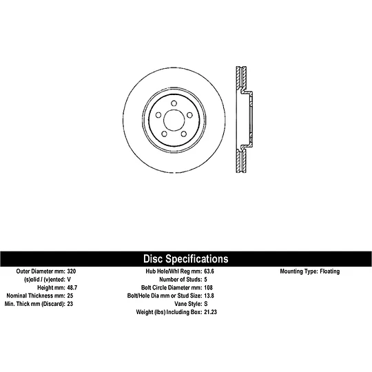 Disco Freno Lincoln MKC 2015-2019 Delantera