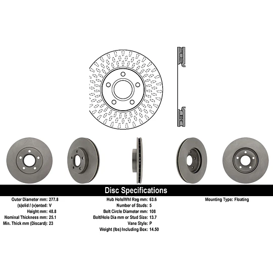 Disco Freno Volvo C30 2007-2013 Delantera