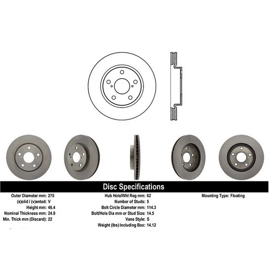 Disco Freno Toyota RAV4 2006-2012 Delantera