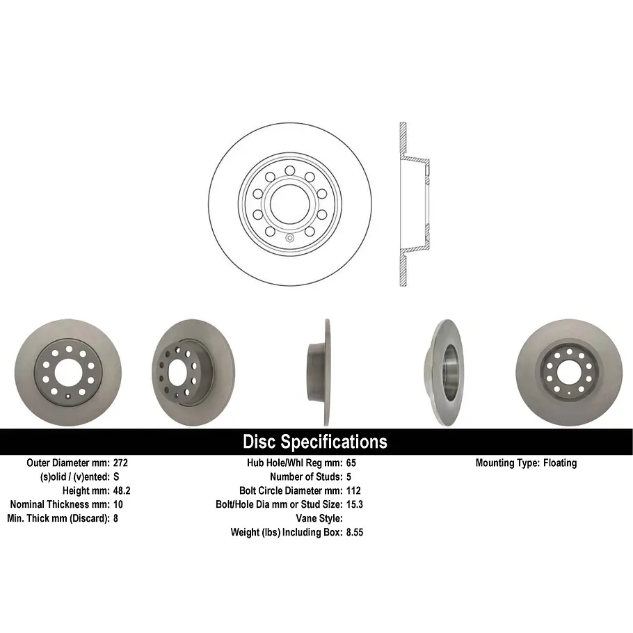 Disco Freno Audi A3 Quattro 2004-2013 Trasera 