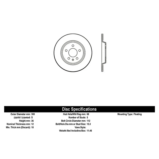 Disco Freno Mercedes Benz GLE350 AMG pkg 2012-2019 Trasera
