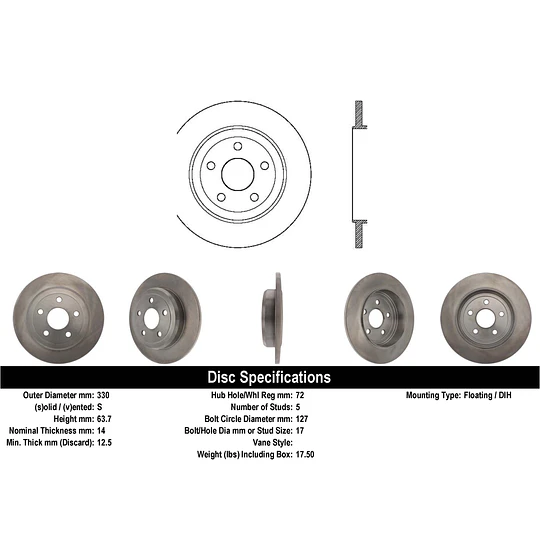 Disco Freno Jeep Grand Cherokee 2011-2022 Trasero