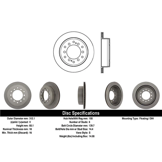 Disco Freno Lexus GX460 2010-2023 Trasera