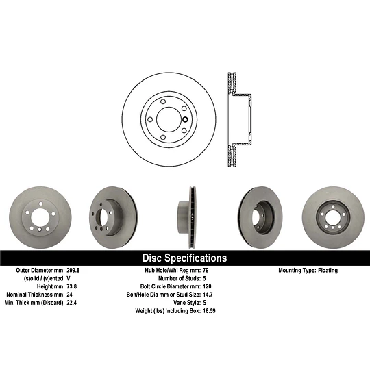 Disco Freno BMW 316i 2004-2013 Delantero