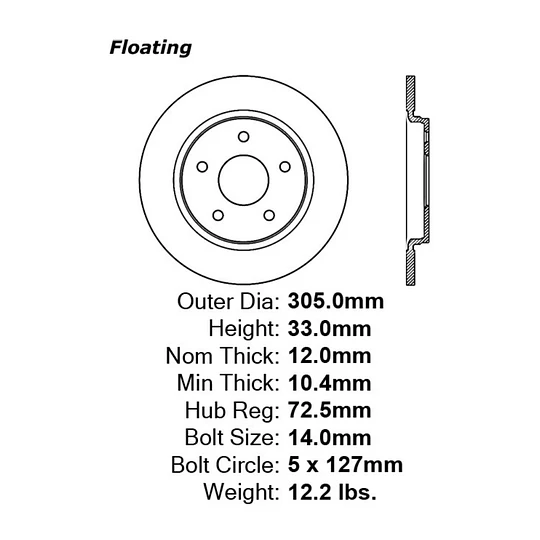 Disco Freno Dodge Caravan / Grand Caravan 2008-2020 Trasero