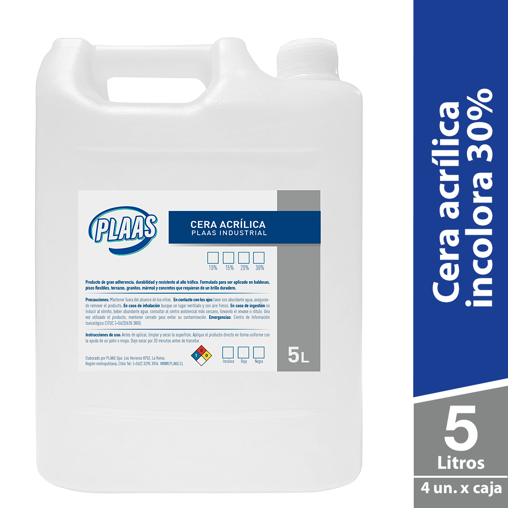 Cera acrílica autobrillo incolora 30% 5L