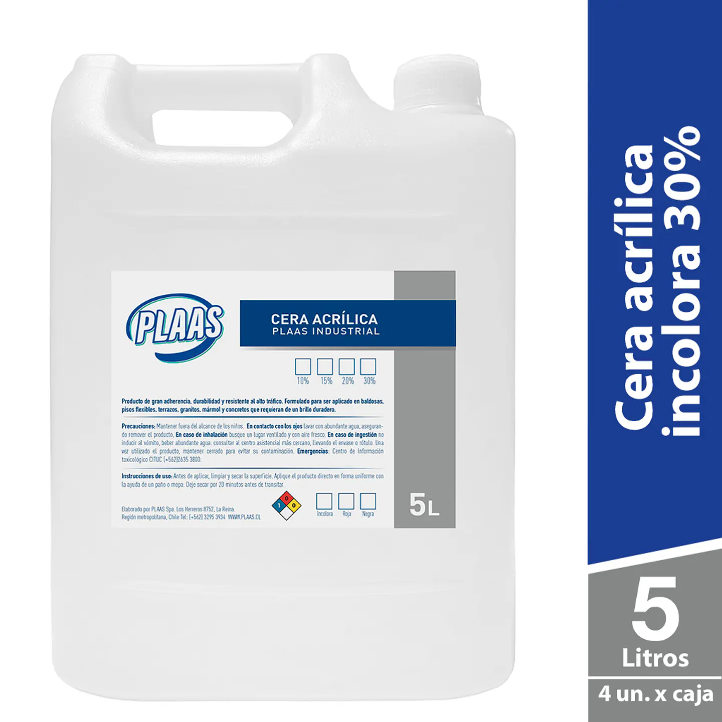 Cera acrílica autobrillo incolora 30% 5L 1