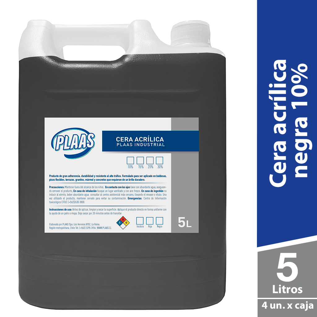 Cera acrílica autobrillo negra 10% 5L