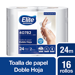 Toalla Rollo Doble Hoja 8 Pq x 2 Un x 24 Mts Elite Professional