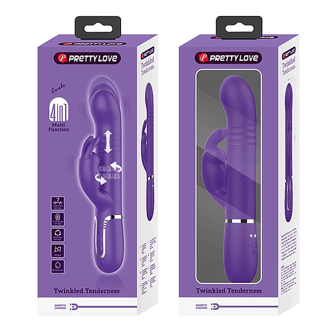 Vibrador Conejo con Empuje y Perlas Vibratorias Giratorias