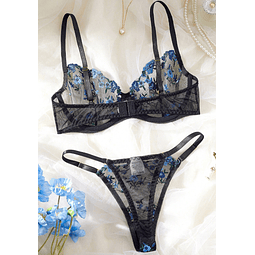 CONJUNTO FLORAL AZUL